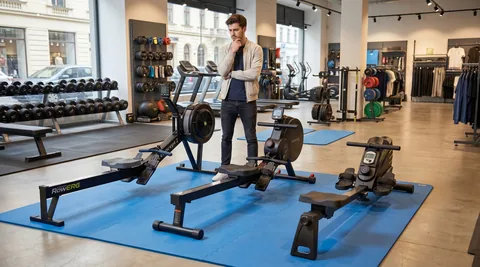 Femme se tenant la joue, avec plusieurs rameurs en vignette